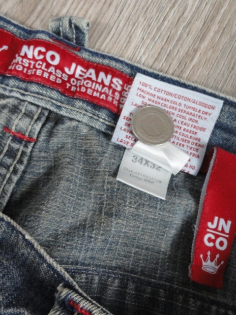 JNCO spodnie jeansowe dragon z super washem 2000s baggy