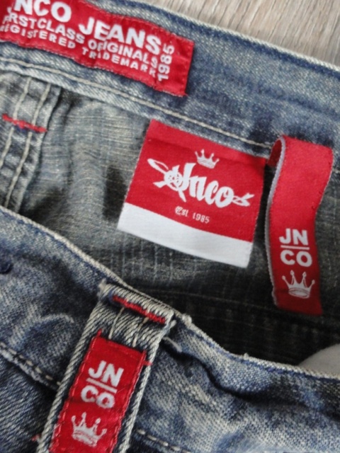JNCO spodnie jeansowe dragon z super washem 2000s baggy